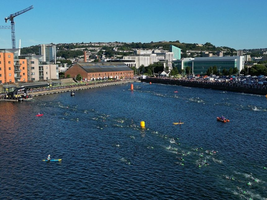 Ironman Swansea competitors swimming