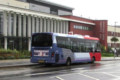 Bus outside Morriston Hospital