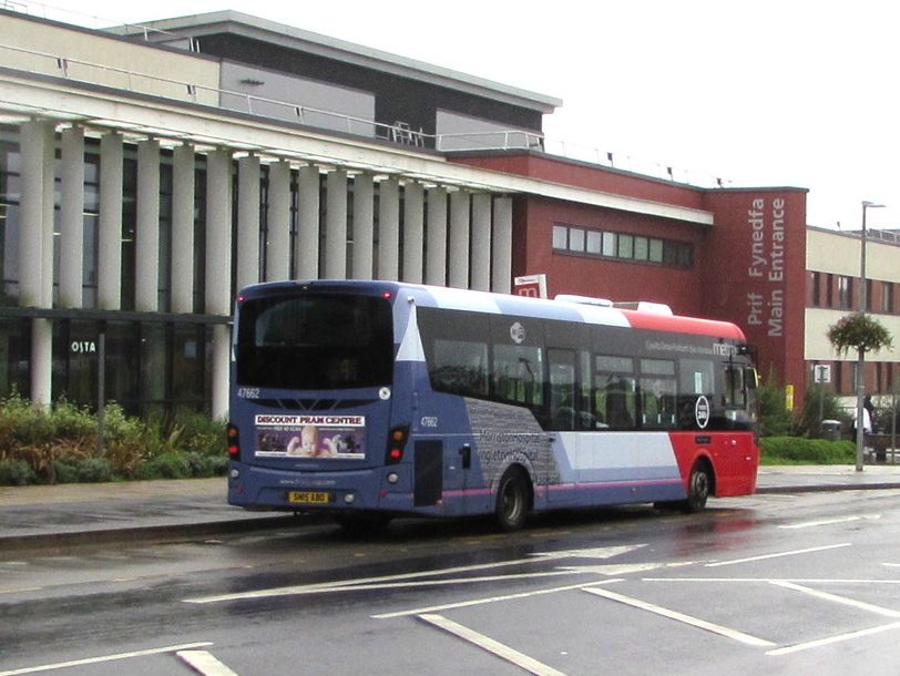 Bus outside Morriston Hospital