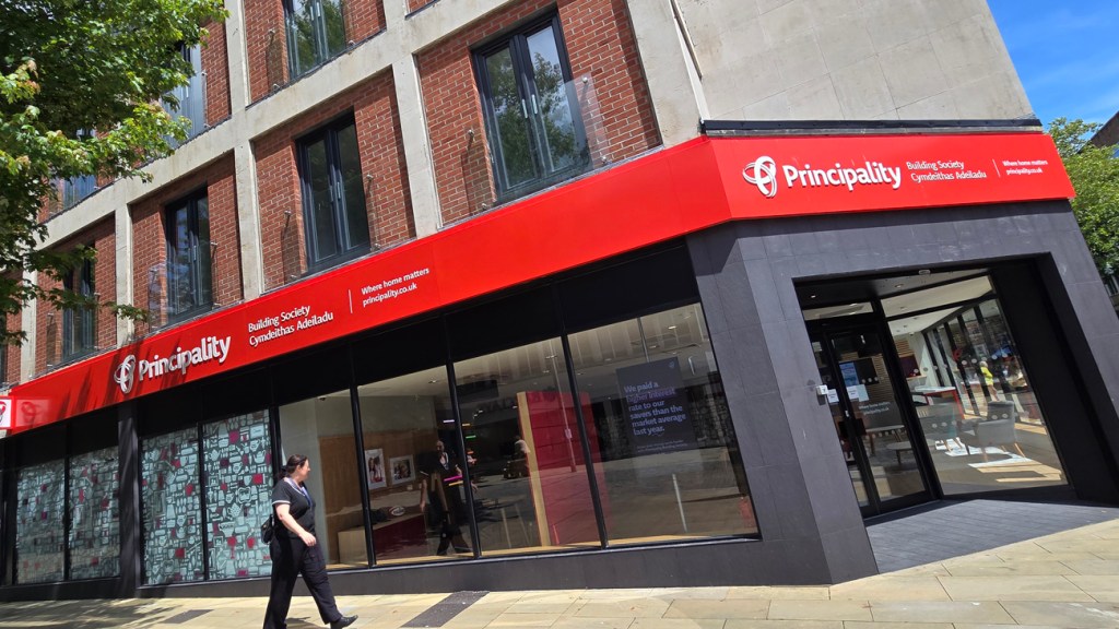 New Swansea city centre premises for Principality Building Society at the junction of Oxford Street and Portland Street.