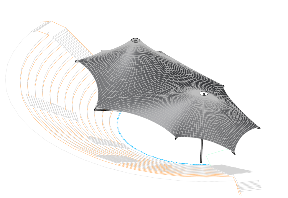 The proposed canopy over the stage area of the amphitheatre