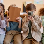 Children using mobile devices