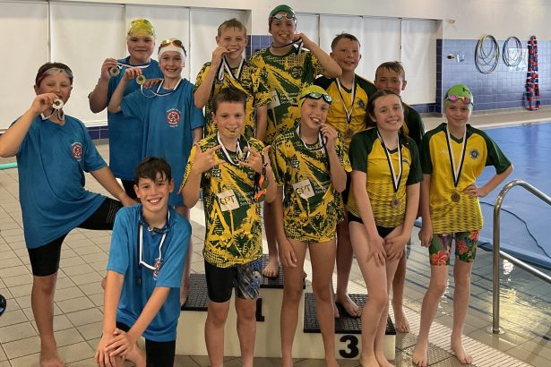 Winning primary school teams at Bridgend County Borough Schools Swimming Gala 2025