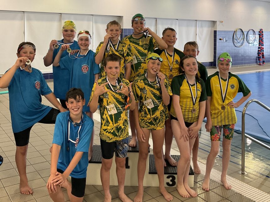 Winning primary school teams at Bridgend County Borough Schools Swimming Gala 2025