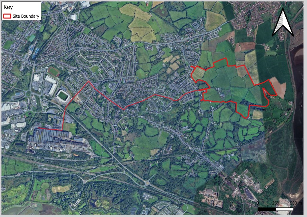 A map of the proposed solar farm and underground cable connection