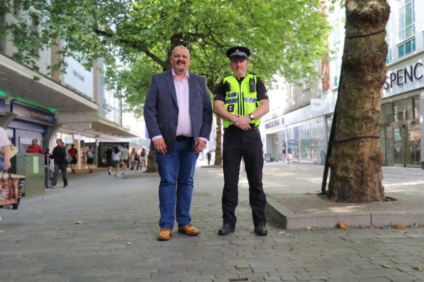 Andrew Douglas, Swansea BID manager and South Wales Police Inspector, Andrew Hedley