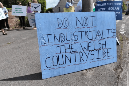 Protestors at the proposed solar farm site