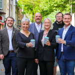 Jacob Perry (Swansea BID), Andrew Douglas (Swansea BID), Kieran Ivett (Socialdice and Pinatas), Jane Richmond (Swansea Council), Cllr Andrea Williams and Kevin Murphy (2GoCup).