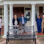 Cllrs Andrew Stevens, Jan Curtace and Nicola Matthews at Gorseinon Hospital