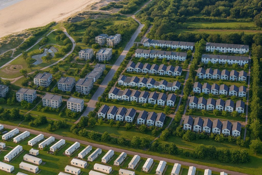 Unofficial AI‑generated impression of Porthcawl waterfront regeneration. Bridgend Council has warned the image is misleading and not part of its official proposals.