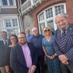 Andrew Dulley (County Archivist at the West Glamorgan Archive Service), Tracey McNulty (Head of Cultural Services at Swansea Council), Cllr Elliott King (Cabinet Member for Culture at Swansea Council), Robert Johnston (Swansea History Society), Jeff Stewart (Swansea History Society), Alyson Nicholson (Rear Commodore at the Bristol Channel Yacht Club) and Bob Wigley (Commodore at the Bristol Channel Yacht Club).