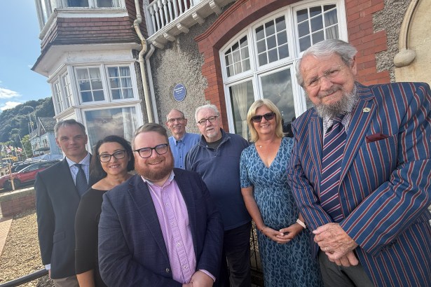 Andrew Dulley (County Archivist at the West Glamorgan Archive Service), Tracey McNulty (Head of Cultural Services at Swansea Council), Cllr Elliott King (Cabinet Member for Culture at Swansea Council), Robert Johnston (Swansea History Society), Jeff Stewart (Swansea History Society), Alyson Nicholson (Rear Commodore at the Bristol Channel Yacht Club) and Bob Wigley (Commodore at the Bristol Channel Yacht Club).