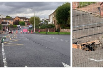 Sinkhole near Litchard Primary School