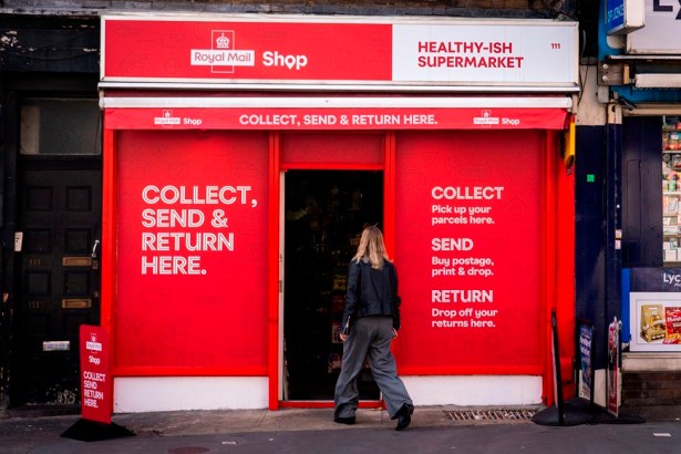 Exterior of a Royal Mail Shop, rebranded from Collect+, offering parcel drop‑off, collection and postage services as part of Royal Mail’s expanded out‑of‑home network.