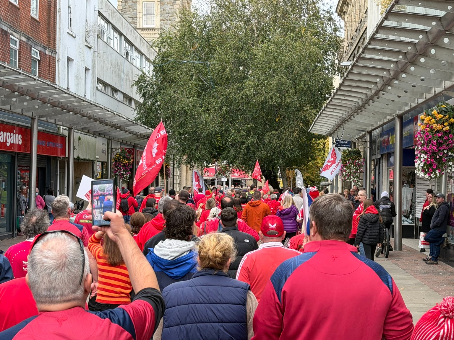 Marching along Stepney Street
