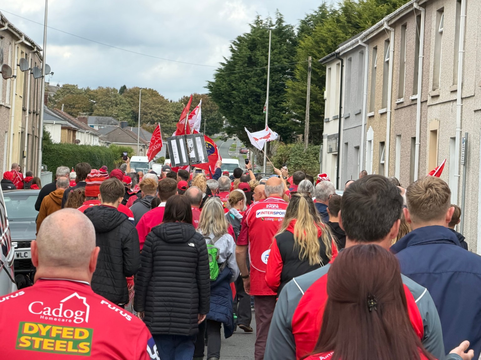 Crowds march down Andrew Street