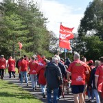 Scarlets fans walking through Sandy Water Park