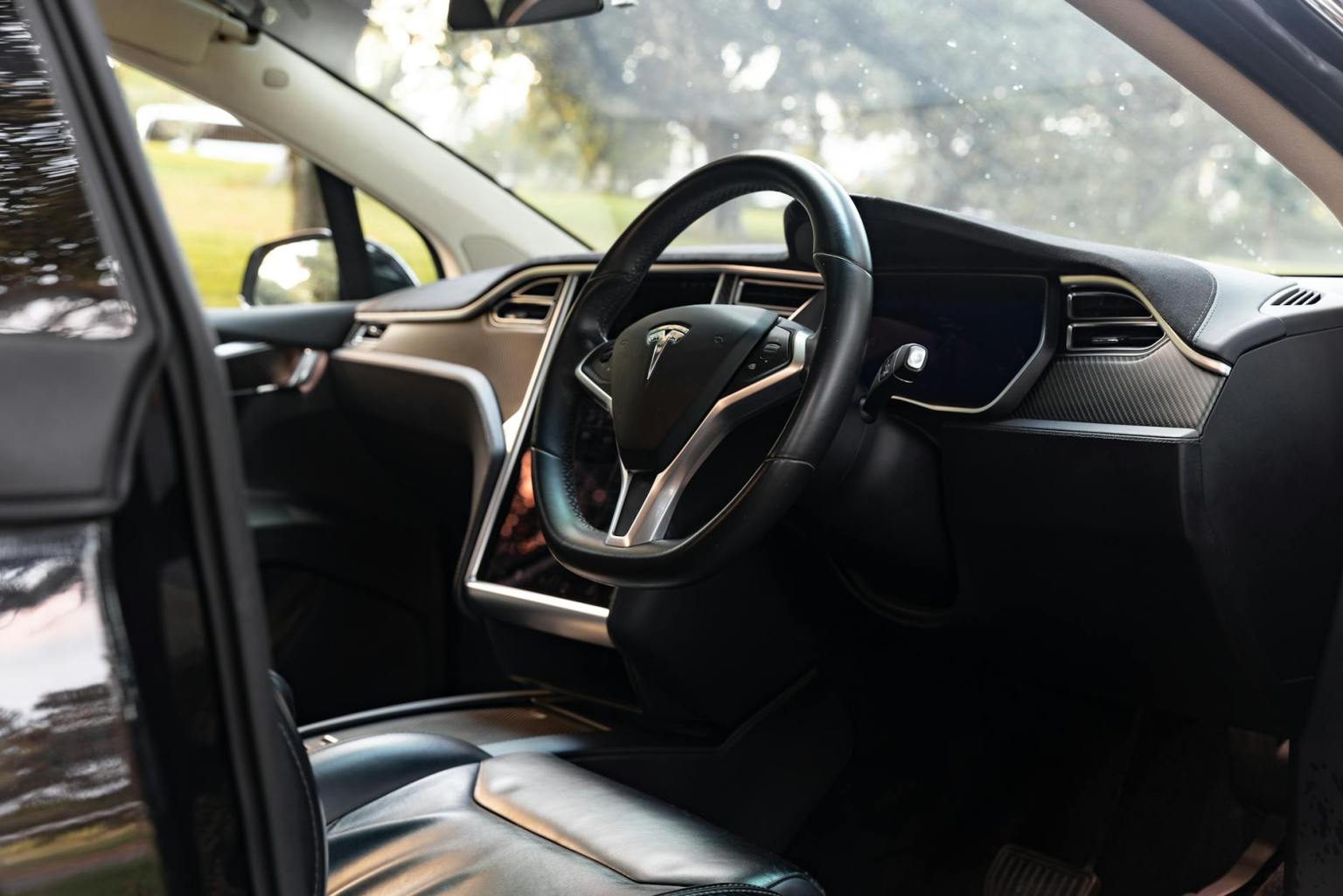 tesla model x interior view in sydney park