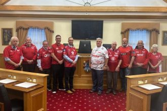 Llanelli Town councillors in their council chamber