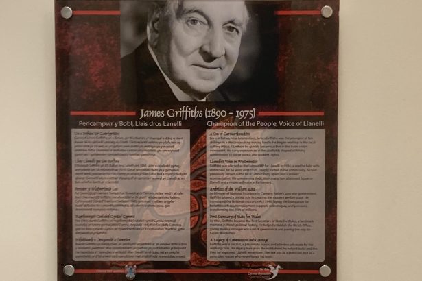 The Jim Griffiths memorial plaque at Llanelli Library