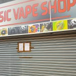 Front of Classic Vape shop in Port Talbot with shutters closed and council closure notice displayed.