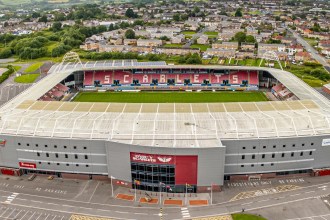 Parc y Scarlets from the air