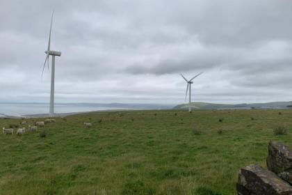 Photograph taken from Mynydd Brombil Wind Farm, showing the elevated landscape east of Port Talbot where Qualitas Energy is consulting on plans for a 40MW solar farm.