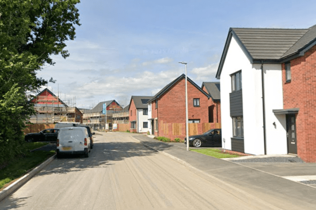 Screenshot of Persimmon’s Garden Village housing development in Swansea, a 700‑home scheme with school and community facilities now under construction.
