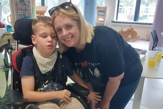 Sebastian with his Mum, Hannah Coles at Ty Hafan Hospice