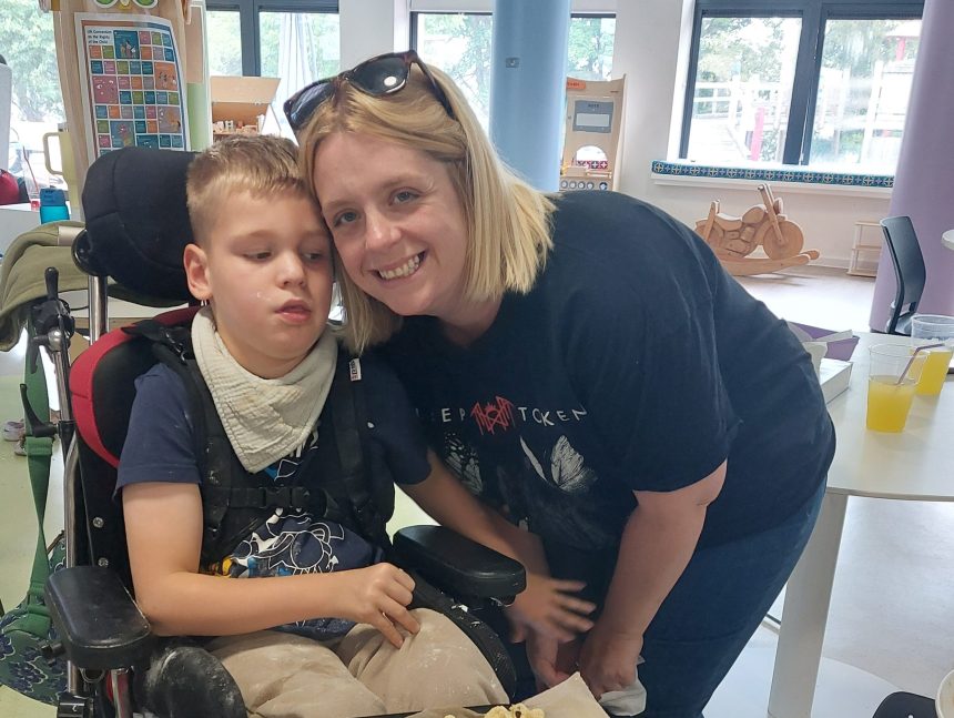 Sebastian with his Mum, Hannah Coles at Ty Hafan Hospice