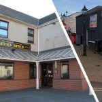 Side‑by‑side montage of Seven Spice, Pembroke Dock, and USA Fried Chicken, Milford Haven, taken from Google Maps.