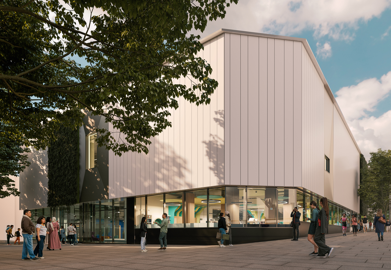 Exterior view of Y Storfa, Swansea’s new community services hub at the former BHS store on Oxford Street.