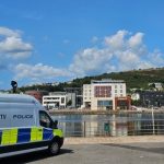 Police van with CCTV kit parked at Kings Dock, SA1 Swansea.