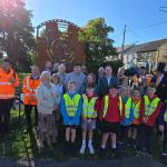 Steam locomotive sculpture at Sterry Road, Gowerton, unveiled as part of Swansea Council’s Active Travel placemaking programme.