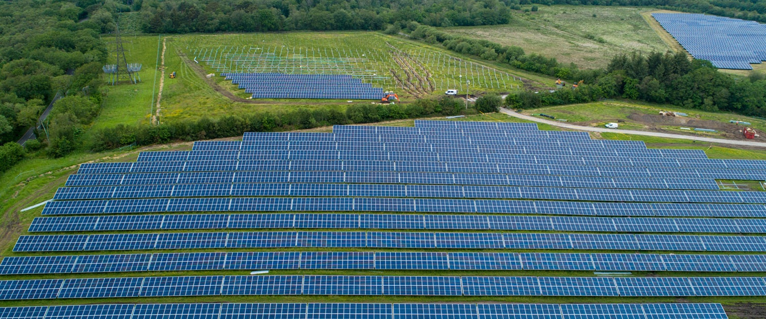 Solar panels at Morriston Hospital’s Brynwhilach Farm site in Swansea, generating renewable energy for the NHS.