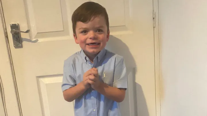 Five‑year‑old Swansea boy Tate McDaid, diagnosed with Sanfilippo Syndrome Type A, pictured with his mother Tammy who is fundraising for treatment and support.