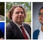 Composite image showing Welsh Labour’s top four ranked Senedd candidates for Brycheiniog Tawe Nedd: Dr Mahaboob Basha on the right, Alex Sims in the centre, Sarah Thomas in the top left, and Elliot Wigfall in the bottom left.