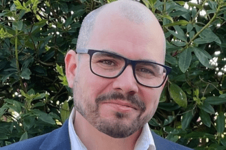 Portrait of Cllr Robert James, Lliedi ward councillor in Llanelli, announcing his defection from Labour to the Green Party.