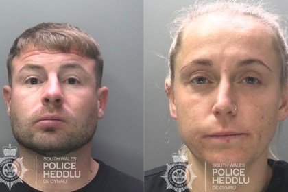 Police mugshots of David Davies and Linzi Jones following sentencing for Class A drug offences in Swansea