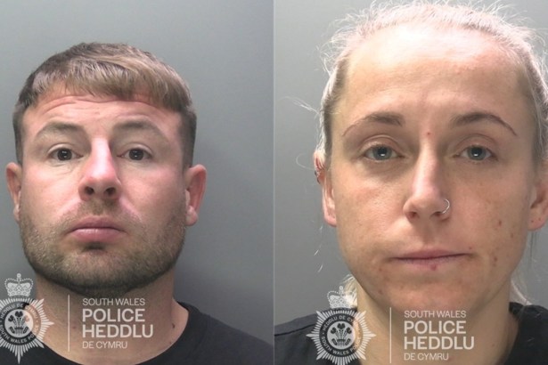 Police mugshots of David Davies and Linzi Jones following sentencing for Class A drug offences in Swansea