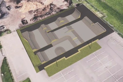3D design of BMX facility at Elba sports complex in Gowerton with spiral ramp and bowl.