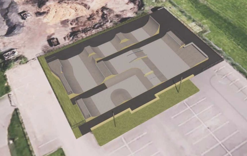 3D design of BMX facility at Elba sports complex in Gowerton with spiral ramp and bowl.
