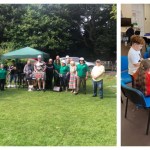Montage image showing volunteers from Friends of Jersey Park on one side and children taking part in a group activity at Noddfa Community Centre on the other.