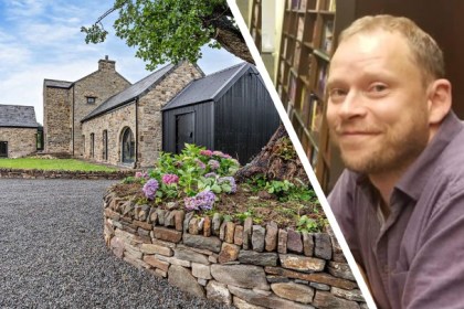 Robert Webb portrait and exterior of Ty Llwyd farmhouse