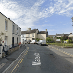 Street view of Mansel Street in Carmarthen, location of a suspicious fire under police investigation.