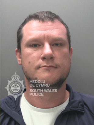 Police mugshot of Adam Davies, 36, from Hafod, Swansea, sentenced to 30 years for child sex offences