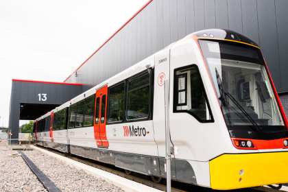 An electric tram-train in Transport for Wales livery