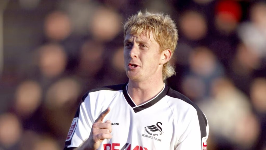 Historic photo of Gary Monk during his first season at Swansea City, where he began a decade-long journey as captain and later manager.