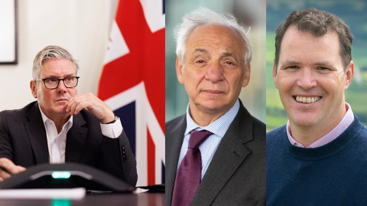 Montage showing Keir Starmer, Mike Hedges, and Lee Waters — key political figures in the Welsh Labour funding dispute.