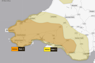 Amber rain warning issued for South West Wales on Monday, with up to 200mm forecast and flooding risks expected across Swansea, Neath Port Talbot, Carmarthenshire and Pembrokeshire.